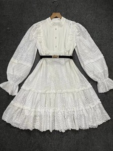 Bettergirl estate da donna elegante alla moda abito con collo alto a sbuffo <span class=keywords><strong>nero</strong></span> <span class=keywords><strong>bianco</strong></span> con ritaglio abito corto con cintura - Product Image 5