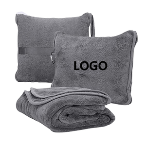 Selimut pesawat lipat 2-in-1 Premium Set bantal pesawat mewah 100% poliester flanel kotak-kotak Aksesori perjalanan rajutan sempurna - Product Image 4