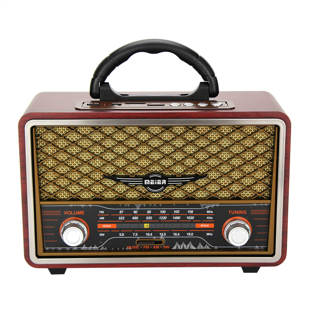 Old Fashion Wooden Retro Wireless Radio Speaker M-156BT Portalbe Vintage Style Rechargeable Desktop Radio AC/DC Powered