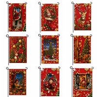 Guirlande de Noël avec gnome, double face, 12x18 pouces, en toile de jute, drapeau de jardin suspendu, décoration extérieure pour la cour, pour la terrasse
