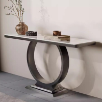 Console moderne en acier inoxydable et marbre, meuble contemporain pour entrée, couloir, salon, hôtel, villa