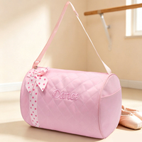 Sac de danse matelassé mignon pour filles avec nœud à pois brodé, sac de sport de ballet pour le week-end, idéal pour les cours de gymnastique des enfants