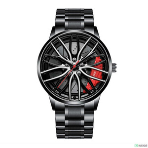 Montre à quartz pour homme avec cadran rond en alliage, bracelet noir tendance, vente chaude en usine - Product Image 2