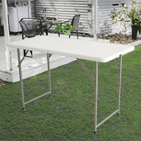Promotion 122cm Table pliante en plastique bon marché Design moderne pour une utilisation intérieure et extérieure pour les hôtels hôpitaux chambres entrées