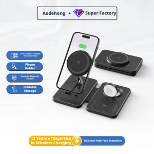 <span class=keywords><strong>Cargador</strong></span> <span class=keywords><strong>Inalámbrico</strong></span> Portátil Tres en Uno NEWQI con Soporte Plegable, Carga Rápida de 15W QC2.0 para Micrófono/Reloj Inteligente - Product Image 1