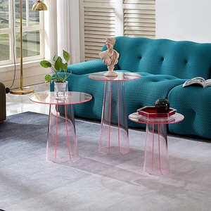 Table basse moderne ronde en acrylique transparent (Lucite) personnalisable avec logo et épaisseur sur mesure pour salon – Vente chaude directe usine - Product Image 4