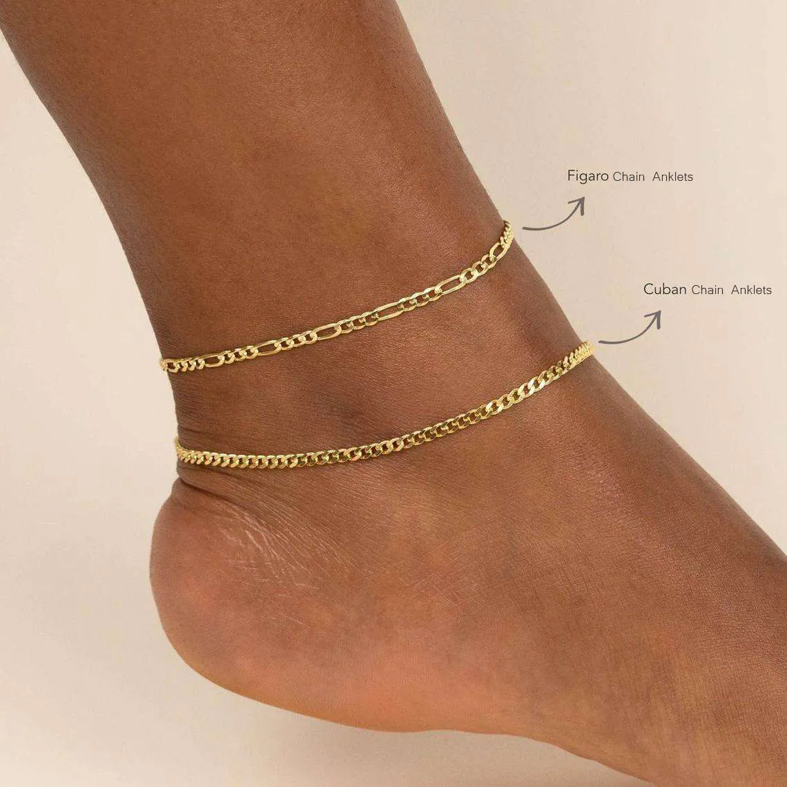 RINNTIN 14K Gold Color Adjustable Link Bracelet Anklet For Women Beach Foot Jewelry 925 Sterling Silver Leg Cuban Chain Anklets