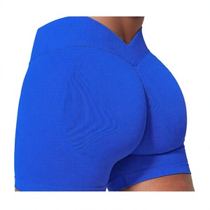 Ensemble de yoga 2 pièces en Spandex : Soutien-gorge de sport à dos évidé et débardeur court asymétrique à une épaule, et short taille haute effet push-up - Product Image 4