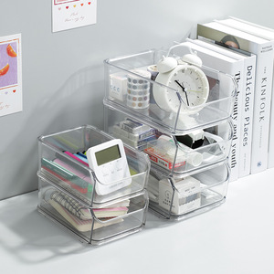 Acrylic Desktop Storage Box Stackable <b>Drawer</b> Style Stationery Pen Holder Cosmetic Organizer For Student Dormitory Office Use - Product Image 3