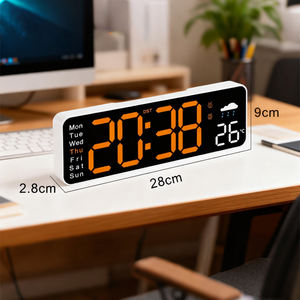 प्रतिस्पर्धी मूल्य मौसम तापमान आयताकार रिमोट कंट्रोल बड़े डिस्प्ले स्मार्ट अंकों की अगुवाई में घर के लिए इलेक्ट्रॉनिक दीवार घड़ी - Product Image 2