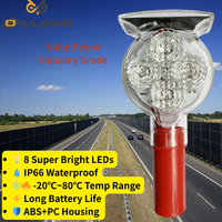Feu de signalisation routière solaire 8 LED en PVC, robuste, pour autoroutes et chantiers - Matrice 8 LED, portée d'alerte 500 m