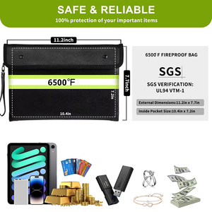 Portable Zippered Double Layer Organizer Waterproof Fireproof <b>Travel</b> <b>Document</b> <b>Bag</b> <b>for</b> Secure Storage Certificates Passports Cash - Product Image 4