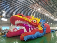 Tente tunnel gonflable tête de dragon avec éclairage LED, options de couleurs personnalisées, certifiée CE/TUV, décoration de fête en plein air
