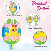 Piata en carton pour œufs et lapins de Pâques, décoration de fête pour enfants, bâton de masque pour les yeux - Design mignon œuf de poussin pour anniversaire et printemps