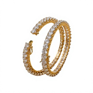 Luxury Brass Gold Plated Cubic Zirconia <b>Ruby</b> Stone Bangles Pair Indian Bridal AD CZ Jewelry Hand <b>Bracelet</b> For Women - Product Image 4