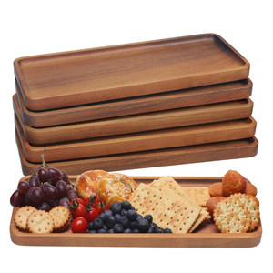 Tabla de queso pequeña rectangular moderna, bandejas y platos para servir de madera de acacia maciza, diseño pulido ecológico para fiestas - Product Image 1