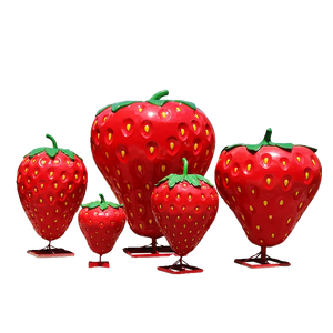 Simulación de fibra de vidrio al aire libre fruta fresa asiento escultura modelo huerto granja recogiendo jardín paisajismo adornos decorativos - Product Image 5