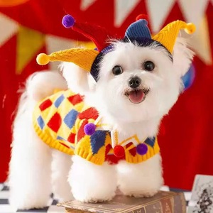 Cute Clown Sweater Set For Pet Dogs <b>Cats</b> Winter <b>Clothes</b> Funny Costume With Hat Creative Design - Product Image 4