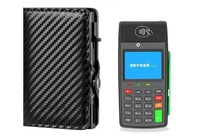 Dompet Kartu Minimalis Otomatis Anti-RFID dengan Penutup Snap, Penggunaan Bebas Tangan yang Praktis, Lapisan Aluminium Alloy