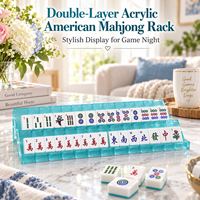 Support de Mahjong Américain en Acrylique Double Couche Teal – Élégant Porte-Plaques pour Soirées de Jeu et Présentoir