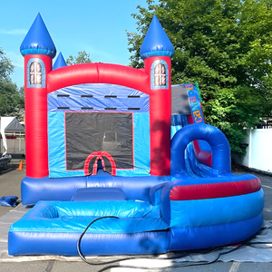 Château Gonflable Combo Bleu et Rouge avec Toboggan Aquatique Courbé - Château de Rebond / Trampoline Gonflable - Product Image 3