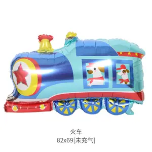 Hot selling baby birthday decorations, train aluminum film balloons, car party decorations, balloons