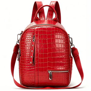 <span class=keywords><strong>Sac</strong></span> à <span class=keywords><strong>dos</strong></span> pour <span class=keywords><strong>femme</strong></span> en cuir rouge multi-poches, idéal pour les loisirs, les activités de plein air et le travail, avec échantillons gratuits et support OEM/ODM - Product Image 1