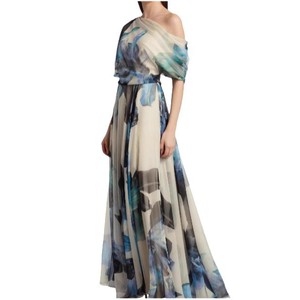 Vestido Maxi Estampado de Un Solo Hombro con Cintura Imperio y Diseño Asimétrico para Eventos Nocturnos - Product Image 5