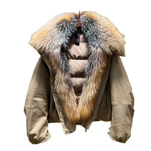Manteau parka en duvet d'oie court et ample, respirant et écologique, col en fourrure, pour femmes, OUDINA - Product Image 1