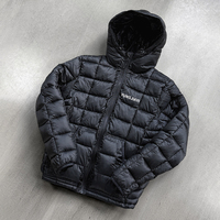 Veste matelassée à capuche avec fermeture éclair et logo personnalisé, broderie, légère, coupe-vent, streetwear, manteau d'hiver pour homme