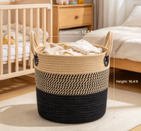 Panier de rangement tressé en fibres végétales écologiques, organisateur rustique pour articles divers, sac fourre-tout multifonctionnel avec poignées