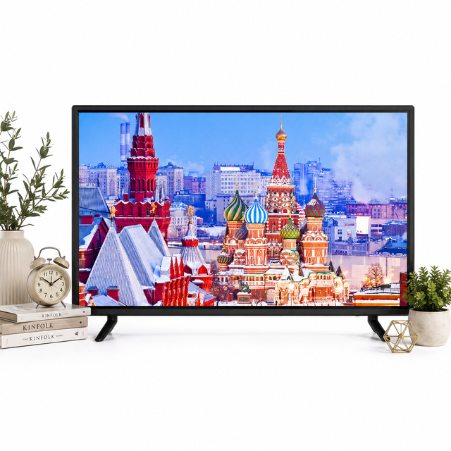 High Definition TV with Piano Black Flat Screen Television HDMI USB VGA AV Multi-interface Surround Sound Digital TV