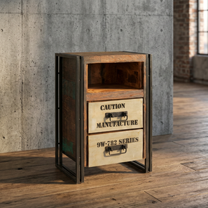 Industrial Vintage Solid Wood 2-Drawer Living Room <b>Cabinet</b> with <b>Storage</b> - Product Image 2