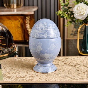 Conteneur en porcelaine de style oriental italien en forme d'œuf avec couvercle, pot à œufs en céramique décoratif de luxe, boîte cadeau exquise - Product Image 1