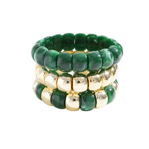 Ensemble de 3 bracelets extensibles de luxe en alliage de métaux précieux, forme de boule, pour homme et femme, cadeau d'anniversaire de mariage - Product Image 5