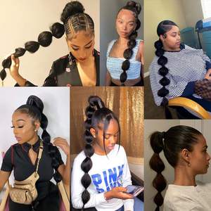 Perruque transfrontalière à tresses lanternes et queue de cheval, 75 cm, en fibre haute température naturelle, convient à toutes les formes de visage - Product Image 1