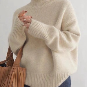 Pull-over en tricot à <span class=keywords><strong>col</strong></span> <span class=keywords><strong>roulé</strong></span> épais et ample pour <span class=keywords><strong>femme</strong></span>, style vintage, automne-hiver, décontracté - Product Image 2