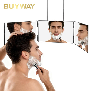 Adjustable Telescoping Door Mount Hooks Portable 360 Self Foldable Barber Mirror 3 Way Mirror Tri-fold Hair Cutting Mirror - Product Image 1