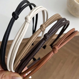 Serre-têtes fins en cuir pour femmes, bandeaux noués pour filles, serre-têtes tendance pour femmes, accessoires pour cheveux - Product Image 1