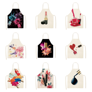 Delantales Personalizados para Adultos, <span class=keywords><strong>Delantal</strong></span> de Lino Estampado <span class=keywords><strong>con</strong></span> Diseño de Lápiz Labial, Tipo Cintura, para Cocina Familiar, Sin Mangas, para Salón de Belleza - Product Image 2