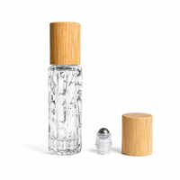 Flacons à bille de 10 ml avec couvercle en bambou ou bouchon électroplaqué or, flacons d'huile essentielle avec bille en acier, rechargeables pour parfum