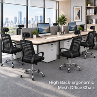 Chaise de bureau ergonomique à dossier haut en maille avec appui-tête réglable et pivotante pour ordinateur – Vente en gros