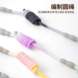 สายจูงสัตว์เลี้ยงแบบมีหัวเข็มขัด สายจูงทรงกลมแบบไล่สีเจ็ดสี เหมาะสำหรับพาสุนัขและแมวตัวเล็กเดินเล่น - Product Image 4