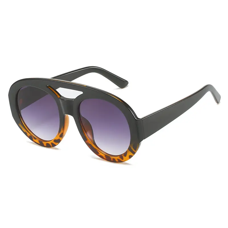 2023 New Arrival Double Bridge Sunglasses Fashion Round Frame Colorful Glasses Vogue Women Sun Shades Luntees-soleil Femm