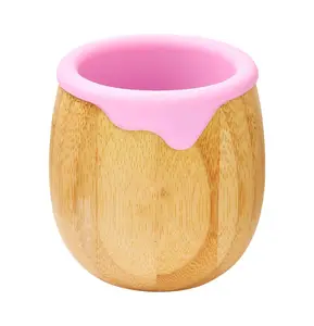 Peuter Cup Voor Kinderen-150Ml Bamboe Beker Voor Baby Met Siliconen Voering Overgang Sippy Cid Spenen, Drinken En Orale Motoriek