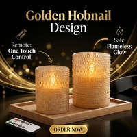 Bougie LED sans flamme rechargeable par USB, verre à motif gaufré, télécommande IR, fonction minuterie, flamme ambrée, décoration de festival