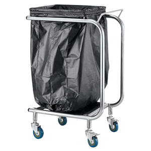 <span class=keywords><strong>Chariot</strong></span> de ramassage des <span class=keywords><strong>d</strong></span>échets en acier inoxydable avec pédale, support pour sacs poubelles et roues, pour le <span class=keywords><strong>nettoyage</strong></span> commercial - Product Image 1