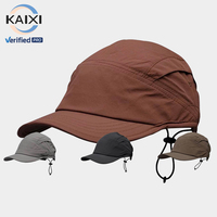 Casquettes de camping 5 panneaux personnalisables, ajustables, unies, en nylon imperméable et à séchage rapide, de haute qualité