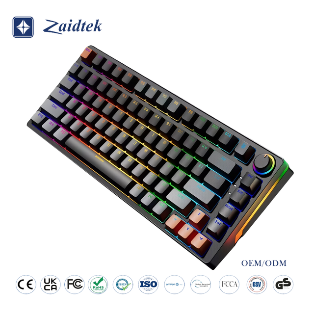 High-value 83 Key 75%layout Mechanical Gaming Keyboard with RGB Backlit Compact Customized Mechanical Gaming Keyboard with Knob