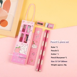 Ensemble de papeterie scolaire 5 pièces très populaire pour l'école primaire, cadeau de Noël pour enfants avec crayons, gomme et taille-crayon pour fournitures - Product Image 5